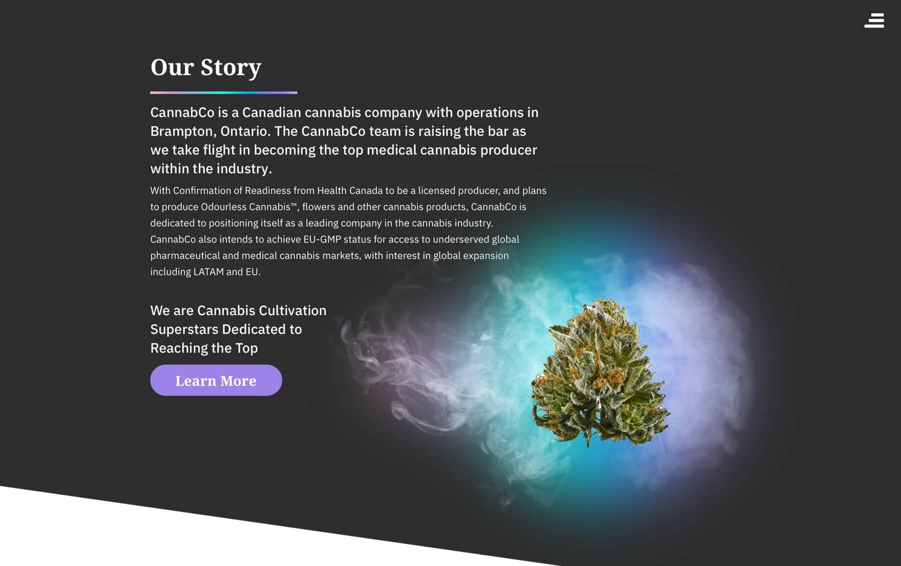 CannabCo website responsive homepage image