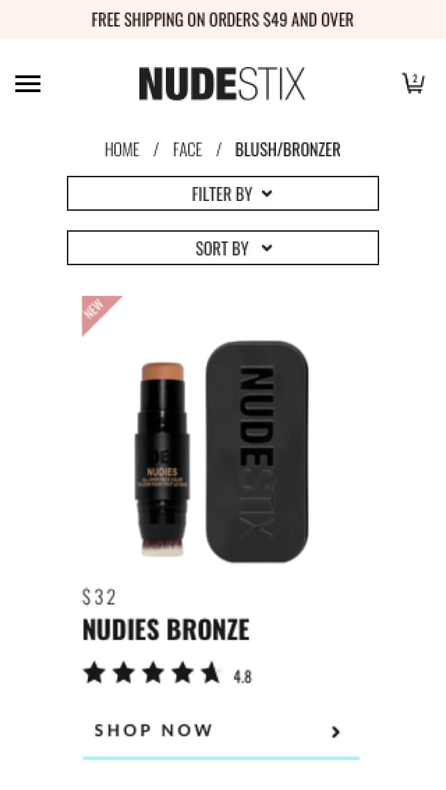 nudestix website mobile collection image