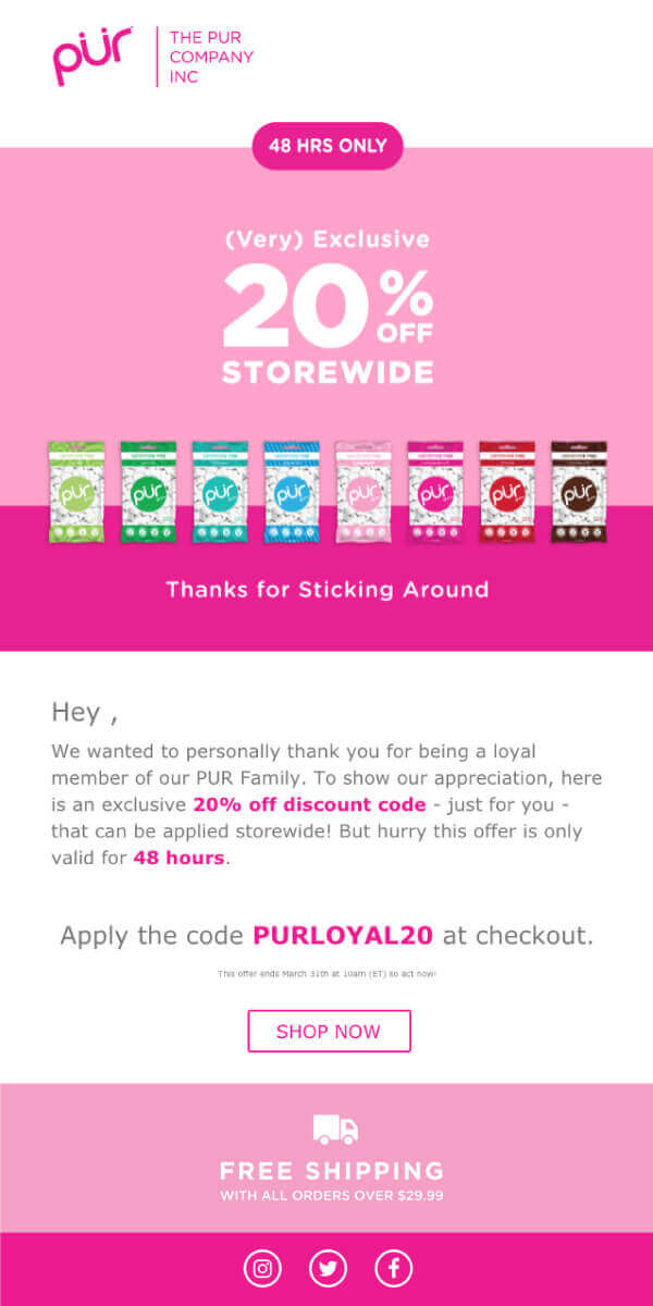 email marketing Pur promo