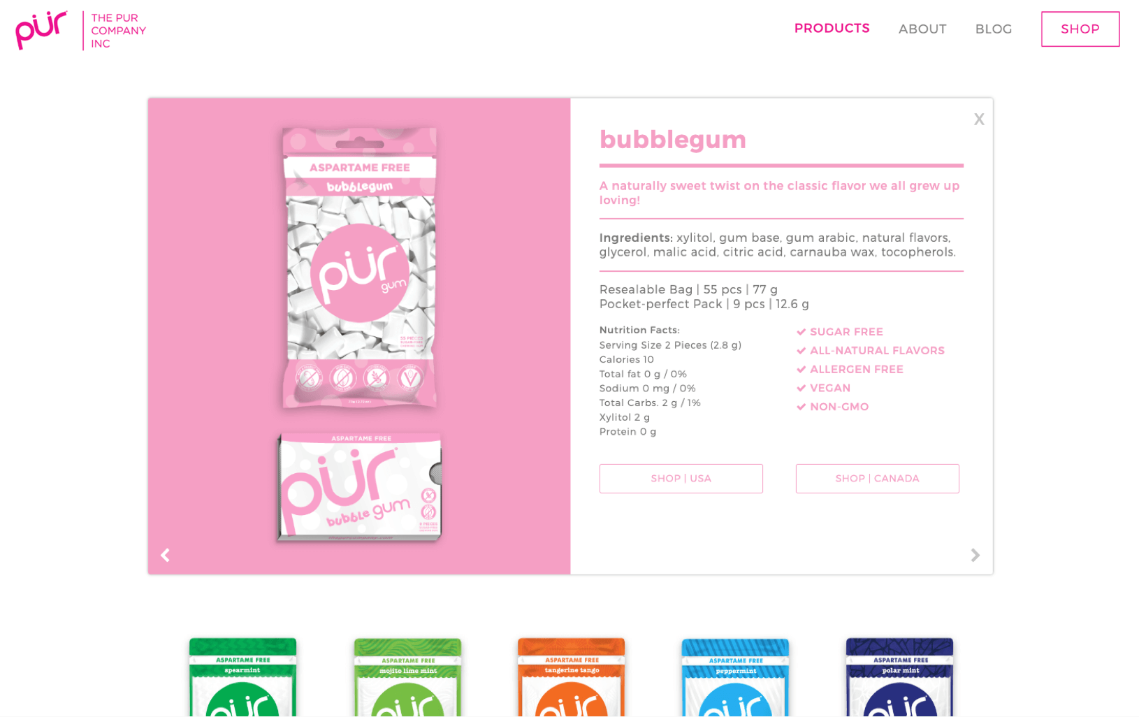 the pur company bubble gum product details